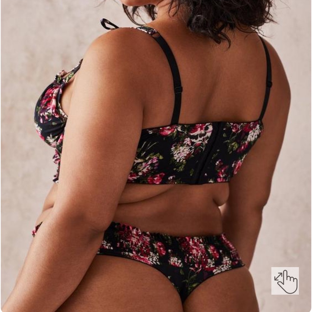 Torrid Floral Microfiber Underwire Longline Bralette & Microfiber Thong Panty - Picture 4 of 6